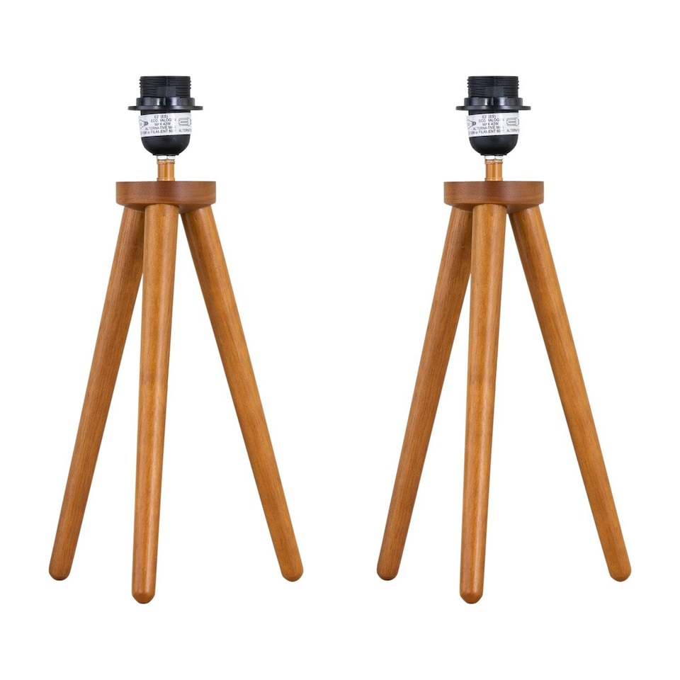 image 1 of Set of 2 Voyage - Dark Oak Wooden Tripod Lamp Bases Brown
