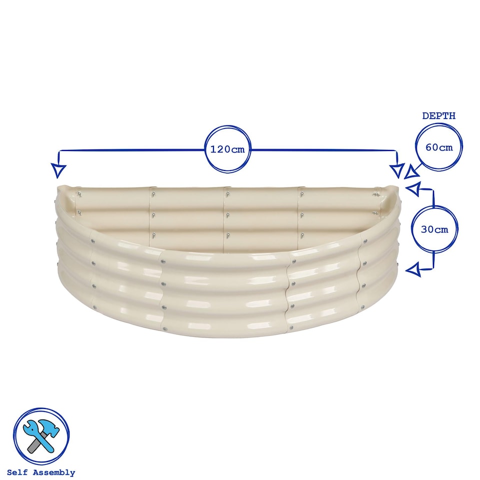 image 1 of Harbour Housewares Semicircular Galvanised Steel Raised Garden Beds - 120cm x 60cm - Green - Pack of 2 | Green | Green