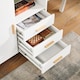 image 8 of SoBuy Printer Stand Under Desk Storage Cabinet with Open Shelf and 3 Drawers, White & Natural Wood, 35.4x17.7x29.5 in, 45.1 kg - ASK07-WN
