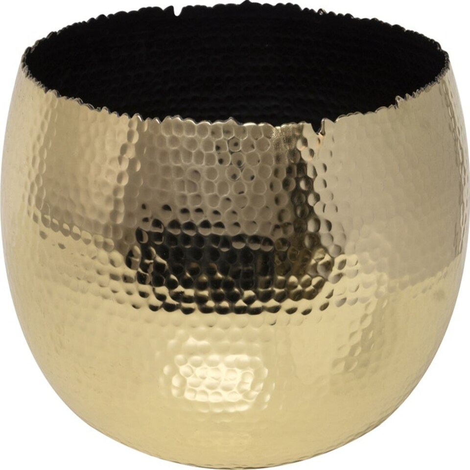 image 1 of Hammered Bowl Planter - Iron - L30 x W30 x H21 cm - Black/Gold Gold