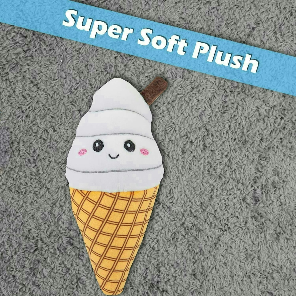 image 1 of Ice Cream Soft Toy Cute Plushie Huggable Cuddly Stuffed Toy 16cm White