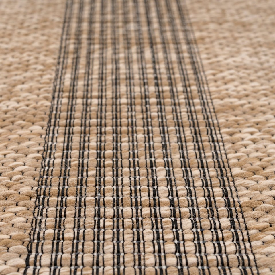 image 1 of KUKOON Leni Machine Washable Striped Rug – Modern Beige Jute-Look Area Mat 60cm x 240cm