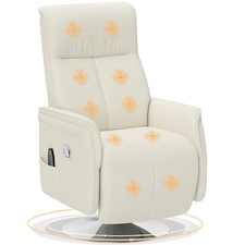 HOMCOM Massage Reclining Chair with Adjustable Backrest, Cream White Cream