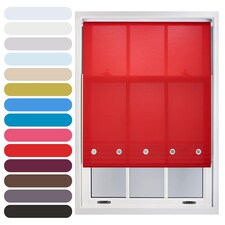 FURNISHED Roller Blinds Daylight Round Eyelet Light Filtering Easy Fit Trimmable Window Blind | Red | Red | (W) 195cm x (L) 165cm