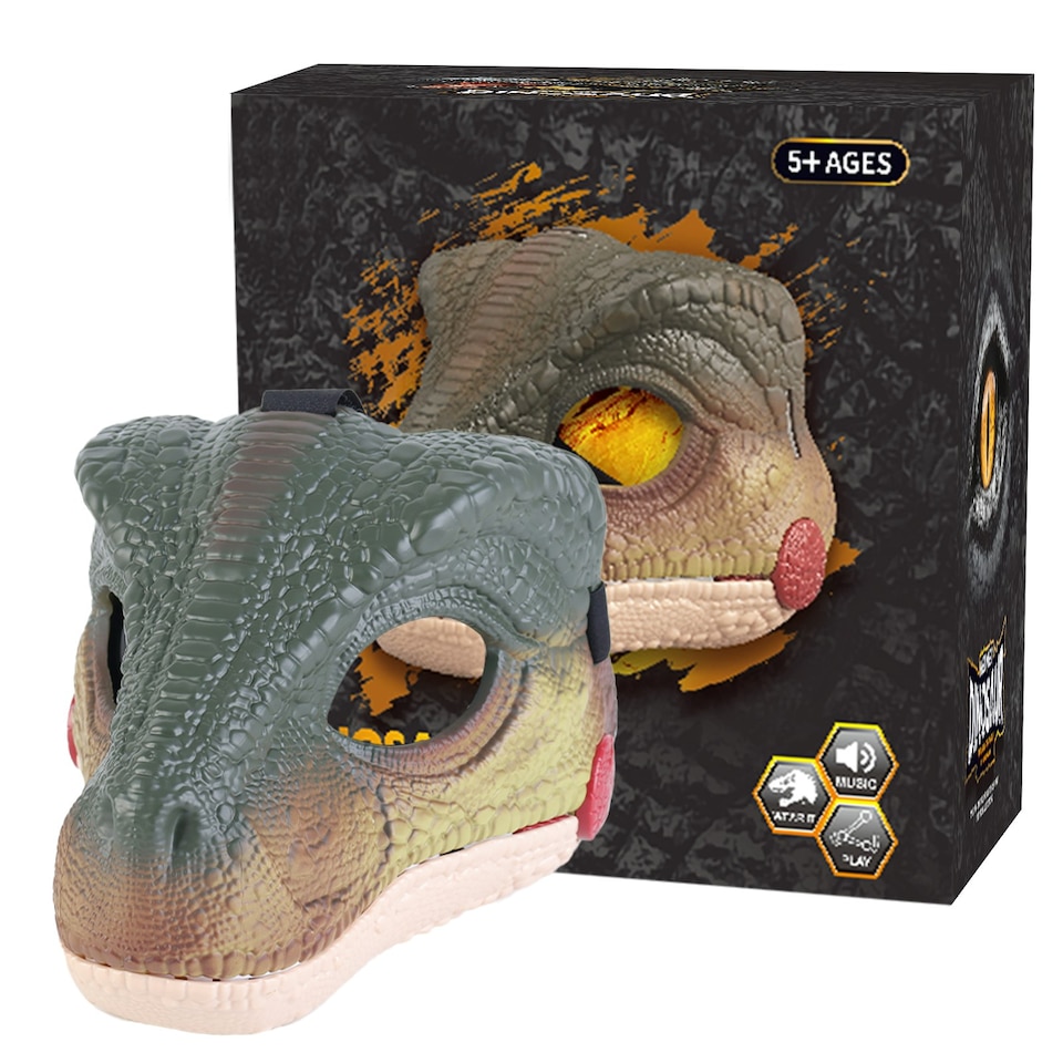 image 1 of Dinosaur Mask Dino Masks Moving Jaw Halloween Decorations Dinosaur Costume Mask Carrying Sound Effects