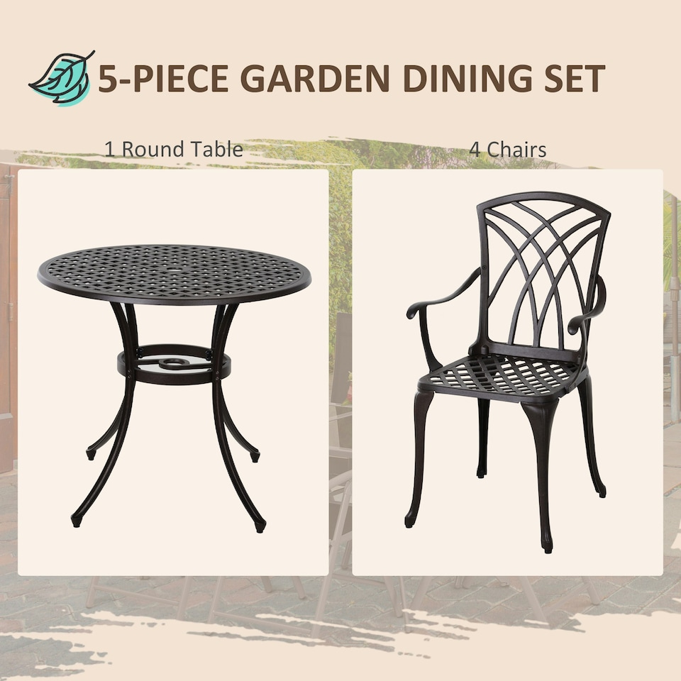 image 1 of Outsunny 5 PCs Coffee Table Chairs Outdoor Garden Furniture Set