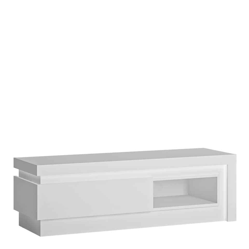 image 1 of Lyon 1 Drawer TV Cabinet with Open Shelf in White and High Gloss