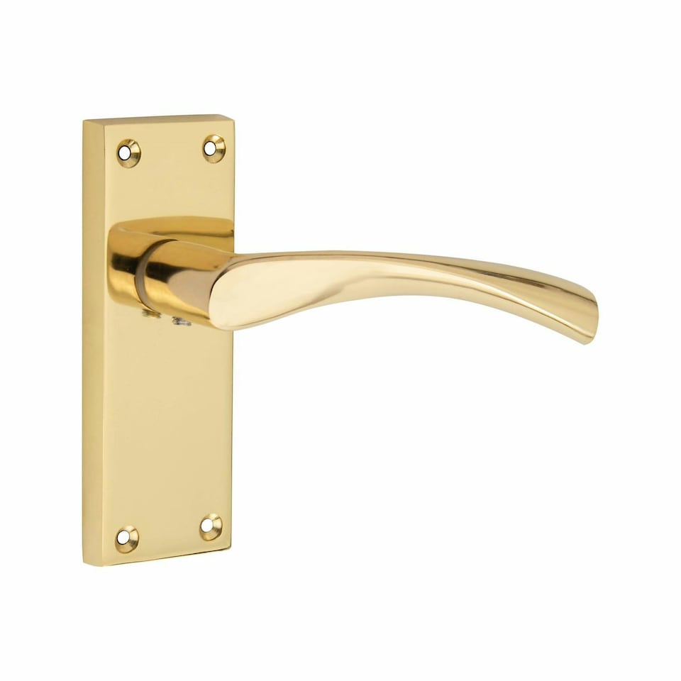 image 1 of Golden Grace 6 Pairs Victorian Scroll Astrid Handle Latch Door Handles inGold Polished Brass with 120mm x 40mm Backplate Gold