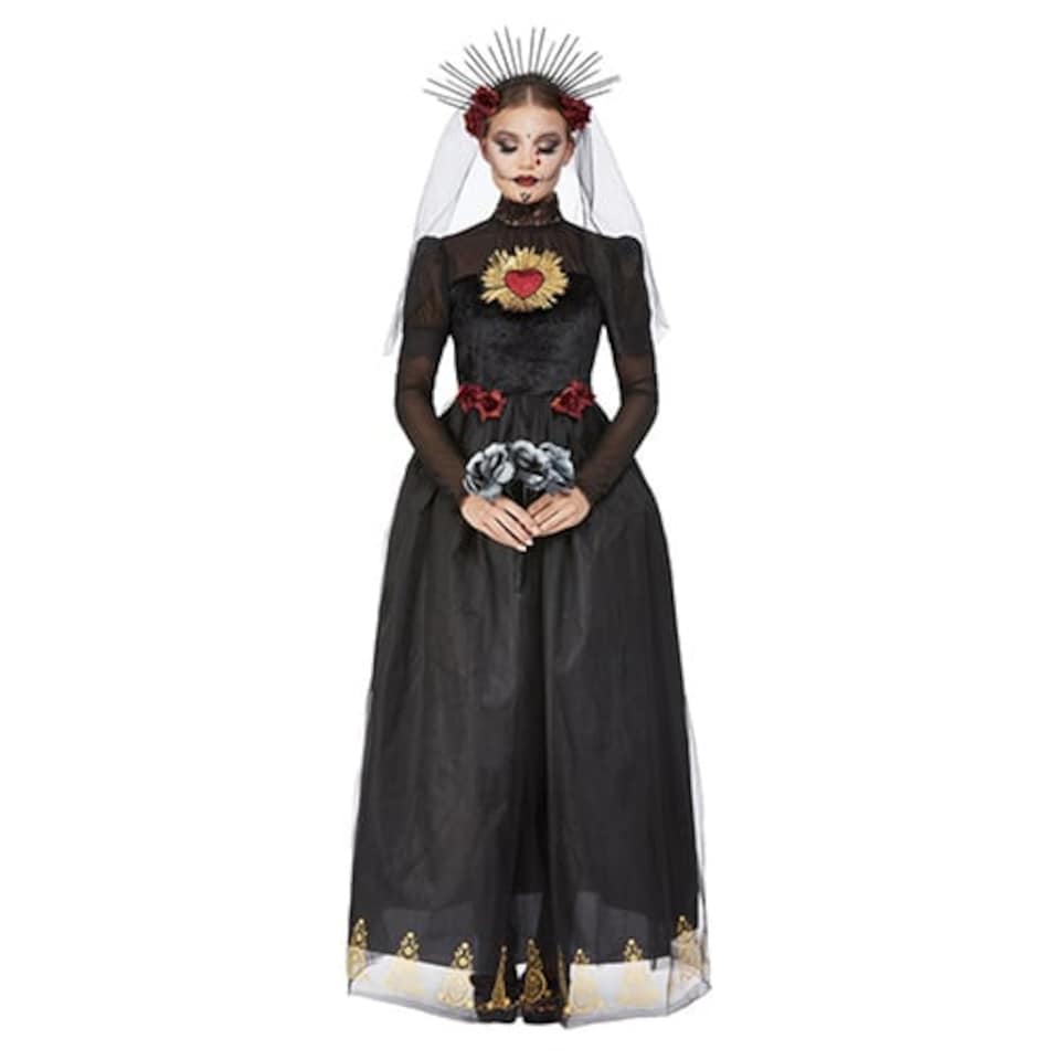 image 1 of Day of the Dead Sacred Heart Bride Deluxe Fancy Dress Costume Ladies Small - UK 8-10