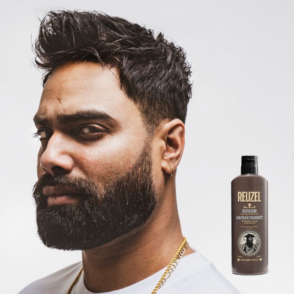 image 1 of Reuzel Refresh No Rinse Beard Wash Instantly Freshens Beard Softens and Hydrates Beard Emergency Shower in a Bottle Freshens Beard and Keeps It Moisturized Softens Coarse Hair 200 ml | Multi | Can you make a product discription for this product please