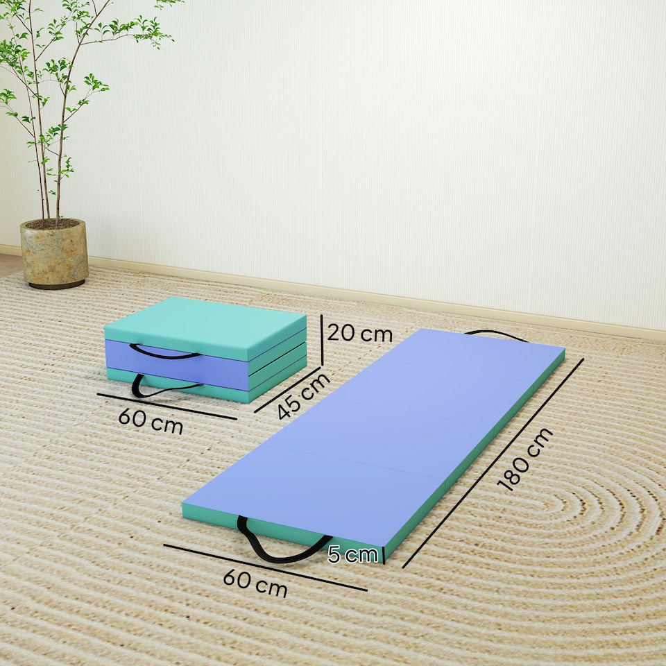 image 1 of SPORTNOW Foldable Gymnastics Mat, Folding Gym Mat for Yoga, Green & Purple