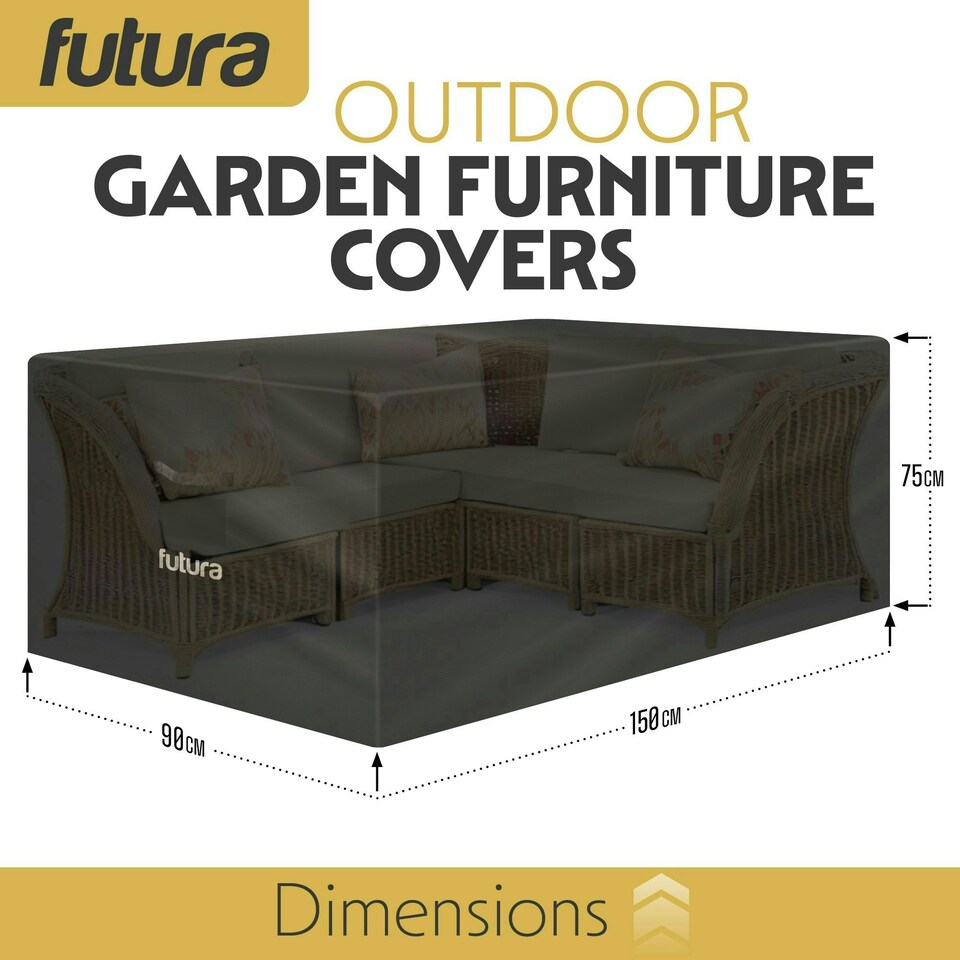 image 1 of Futura Rectangular 150x90x75cm Waterproof Garden Furniture Cover 420D | Black | Black | 150x90x75cm | 1