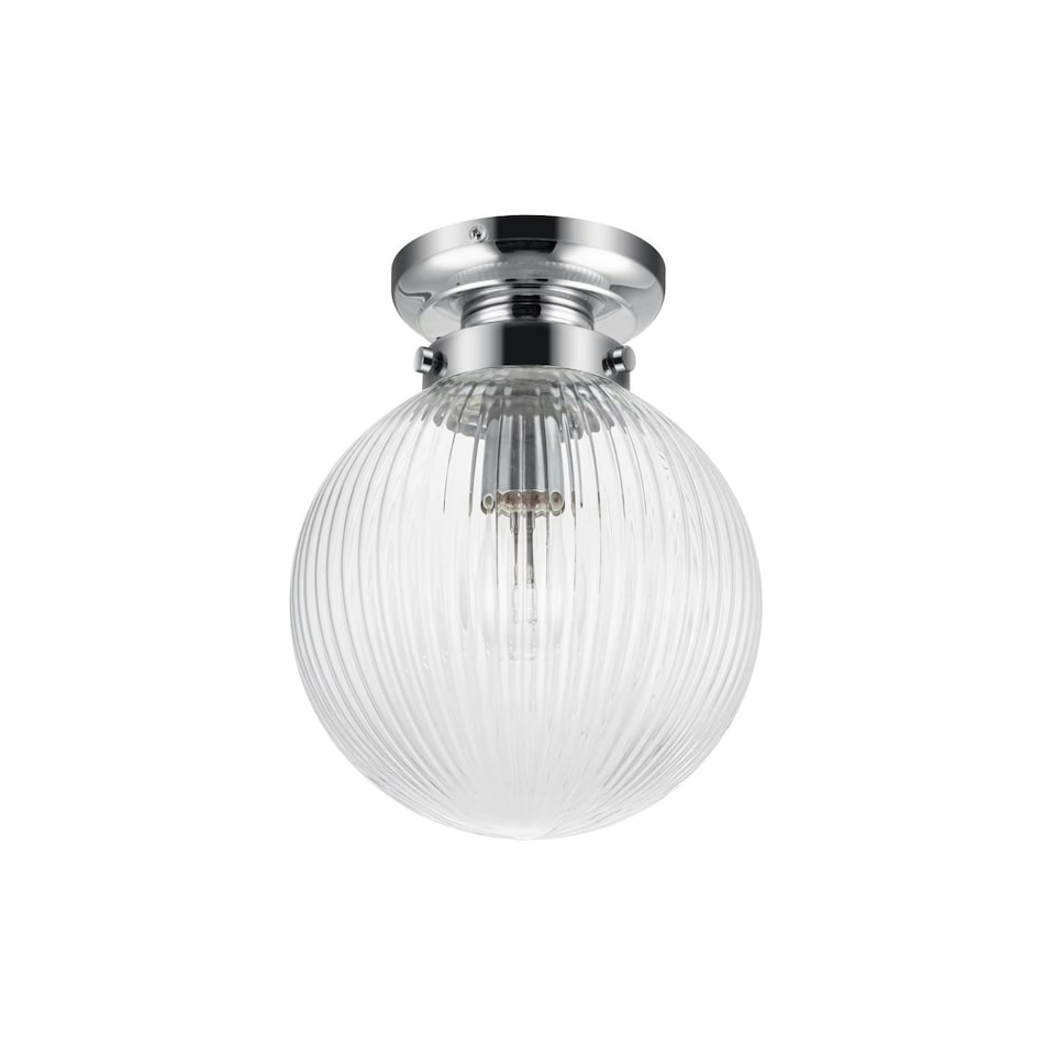 image 1 of COSYLYTE Finley Bathroom Ribbed Glass Ceiling Light Bronze | Antique Brass