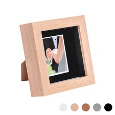 Nicola Spring 4 x 4" Photo Frame - Light Wood/Black Mount - 3D Photo Frame Picture Frame Box Portrait Display Case (12.5 x 12.5cm)