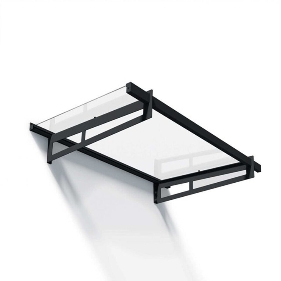 image 1 of Patio Cover Bremen Door Awning Canopy 1500 Clear - Aluminium/Acrylic - L150 x W93.5 x H18.7 cm - Dark Grey Grey
