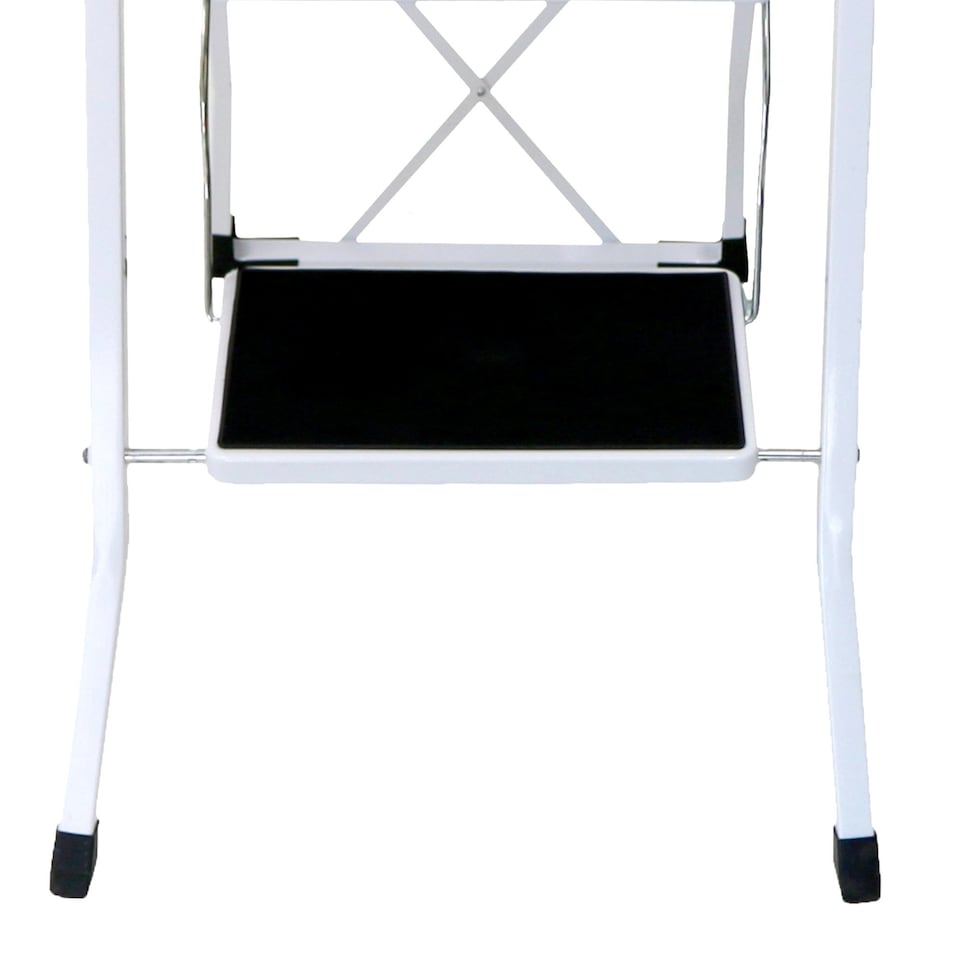 image 1 of Foldable 3 Step Ladder Stepladder Non Slip Tread Safety Steel | White