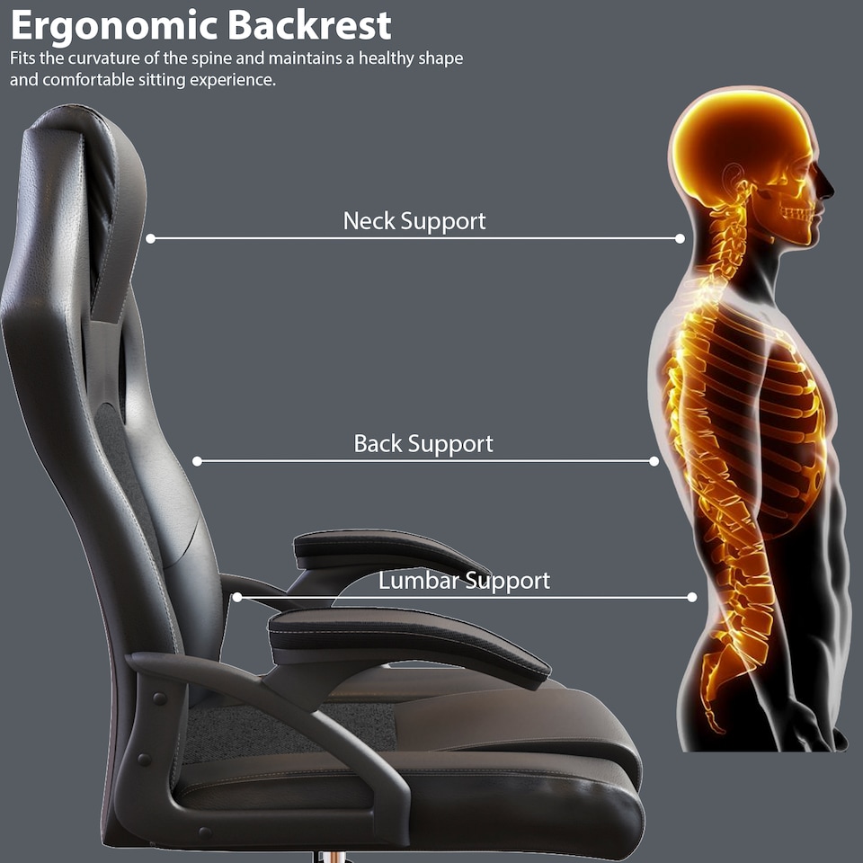 image 1 of Vida Designs Coma Racing Gaming Office Chair Computer Desk Table Chair, Black