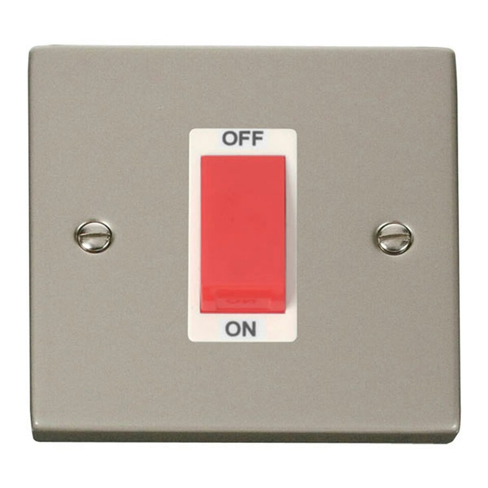 SE HOME Pearl Nickel 1 Gang Size 45A Switch White | Pearl Nickel