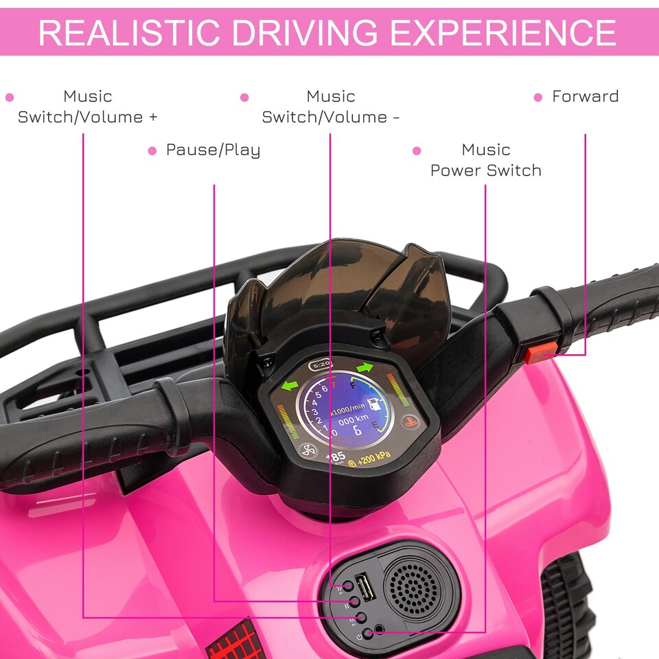 image 1 of HOMCOM 6V Kids Electric Ride on Car Toddler Quad Bike ATV for 18-36 month Pink