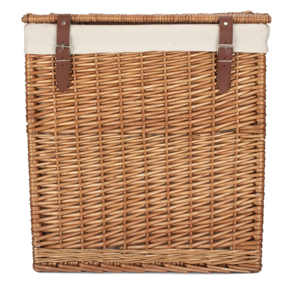image 1 of Large Boutique Double Steamed Wash Storage Laundry Basket With Lining | Brown | Brown