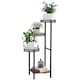 image 1 of Outsunny 4 Tiered Plant Pot Stand, Metal Plant Shelf for Living Room | Black | Black