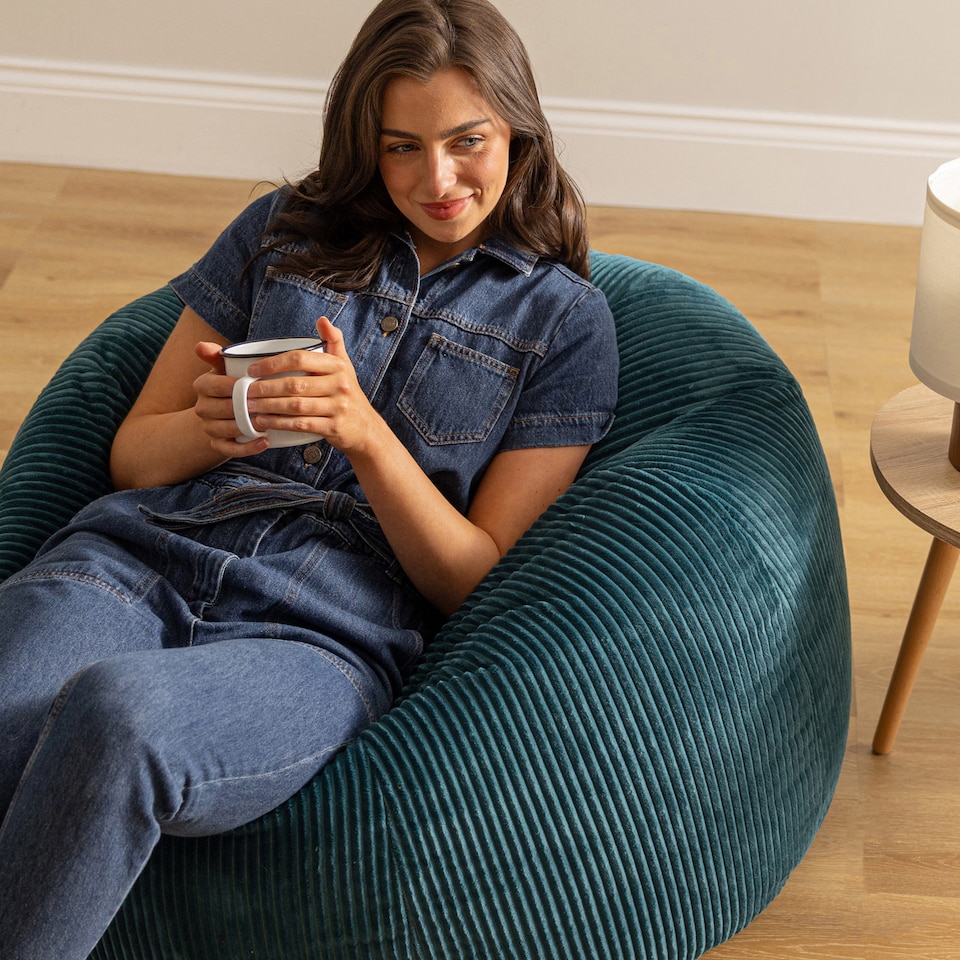 image 1 of Kingston Classic Beanbag Corduroy Teal Set of 2 | Green | Teal | 2