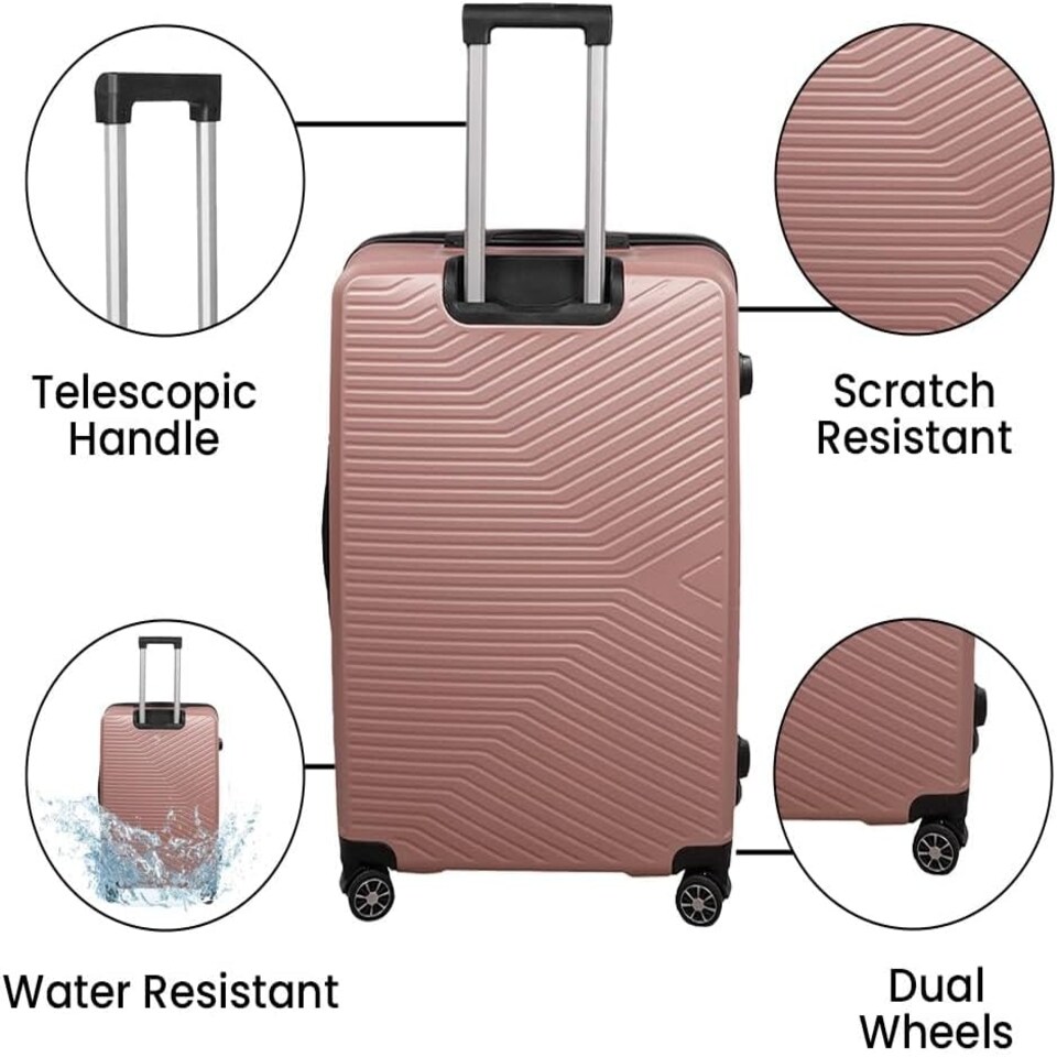 image 1 of Alivio Lightweight Hard Shell ABS Luggage Suitcase Set (Rose Gold) Gold | Rose Gold | Large