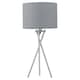 image 2 of First Choice Lighting Set of 2 Chrome Tripod Table Lamps with Grey Cotton Shades Chrome | Grey