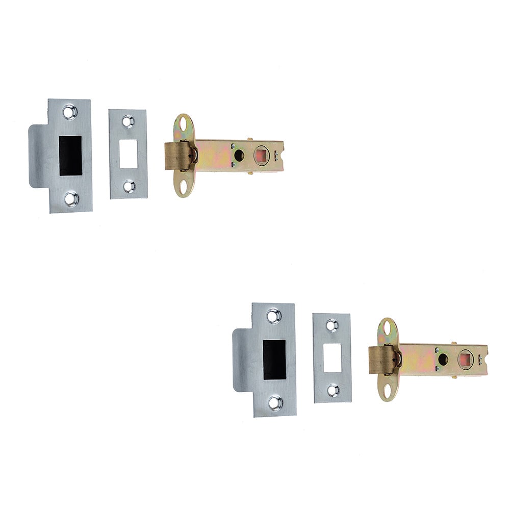 2 PACK High-Quality Double Sprung Tubular Latches 150mm in Polished Brass and Satin Chrome Finish