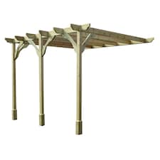 Wall Mounted Premium Pergola 3 Posts - Wood - L420 x W720 x H270 cm - Light Green