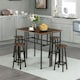 image 6 of 6PC Industrial Dining Table And Stools Set Rustic Brown Brown