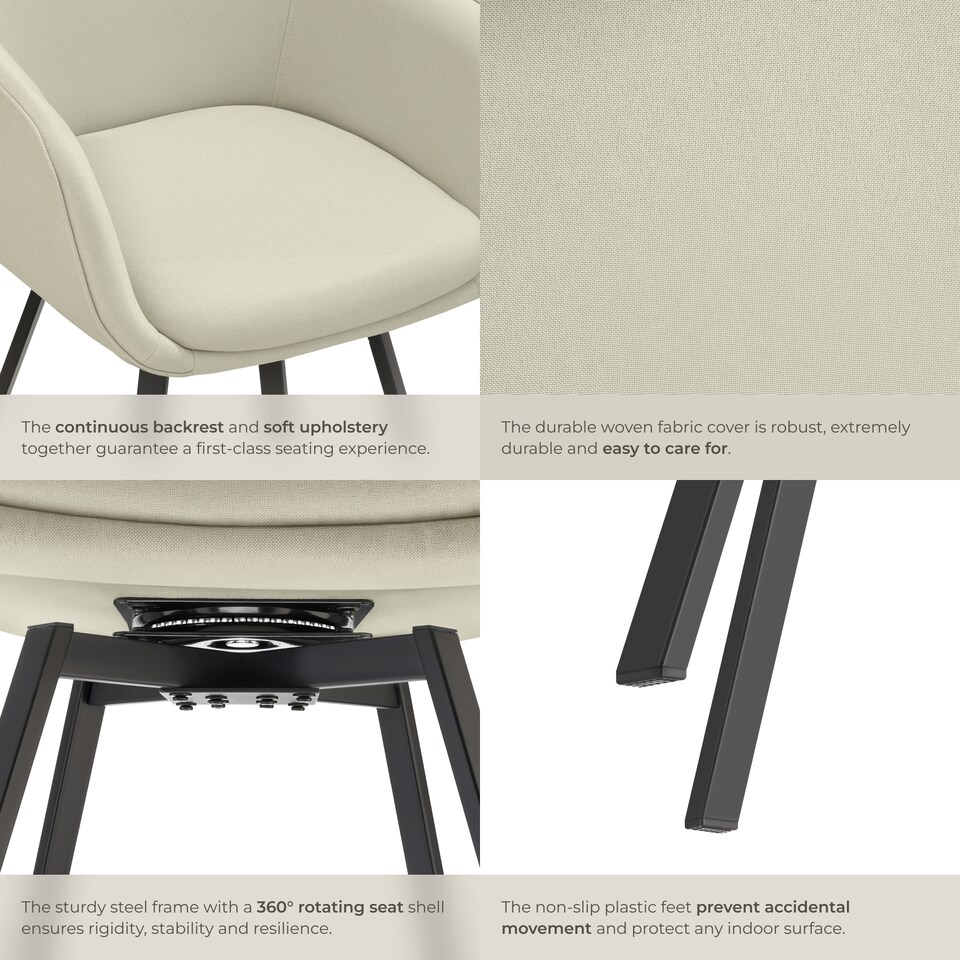 image 1 of Dining Chair Alicon - swivel armchair with padding and continuous backrest | Grey | greige | 6