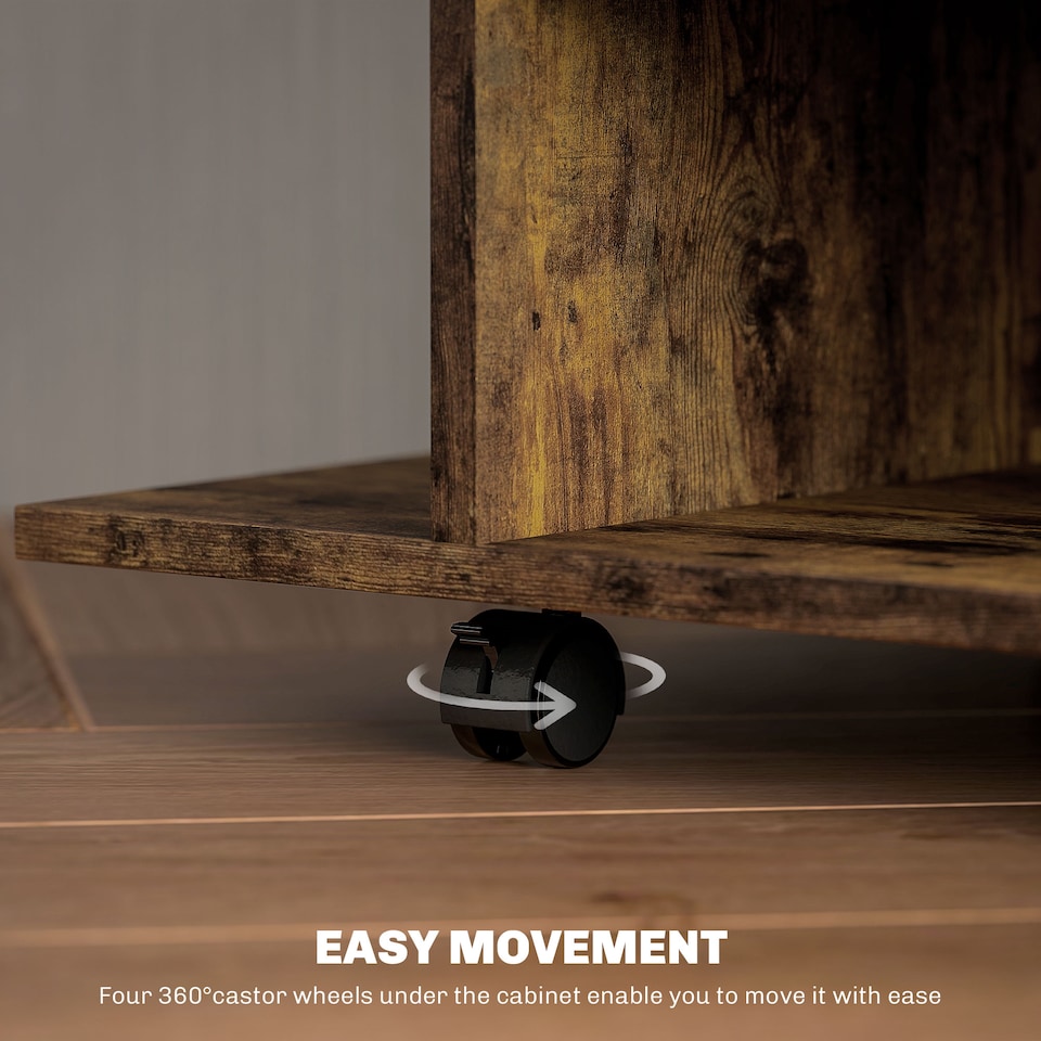 image 1 of HOMCOM Modern TV Cabinet Stand Storage Shelves Table Mobile Bedroom Furniture Bookshelf Bookcase Rustic Brown