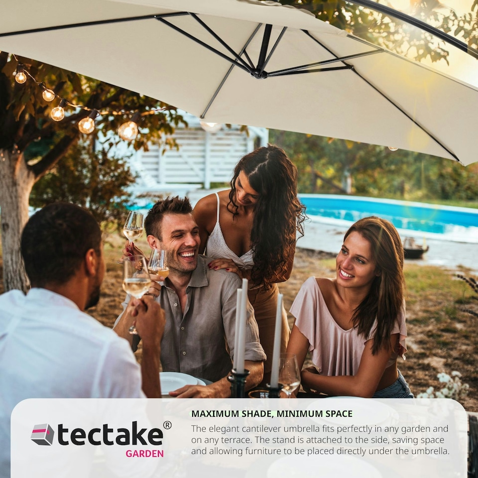 image 1 of Parasol Ciccio - 350 cm, cantilever garden shade, adjustable tilt angle, with protective cover Cream | Beige