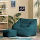 image 3 of Natalia Large Beanbag and Pouffe Set Corduroy Teal | Green | Teal | XL | 2