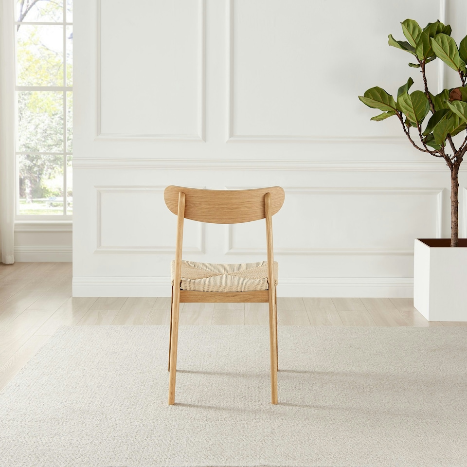 image 1 of Furniturebox Bonnie 2x Oak and Veneer Wooden Rope Dining Chairs