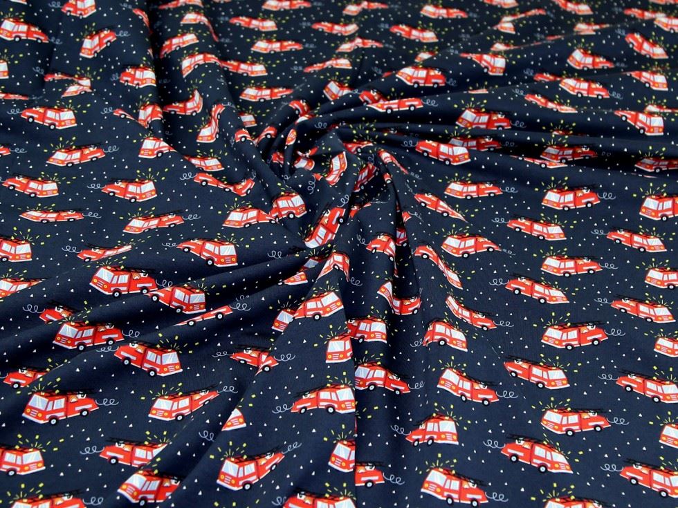 John Louden Navy Cotton Jersey Stretch Knit Dressmaking Fabric, 150cm / 59" Wide - per metre