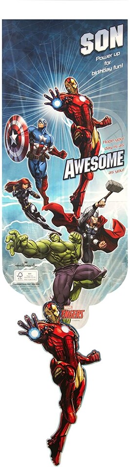 image 1 of 3D Sculpture Birthday Card for Son Marvel Avengers Paper WOW Design