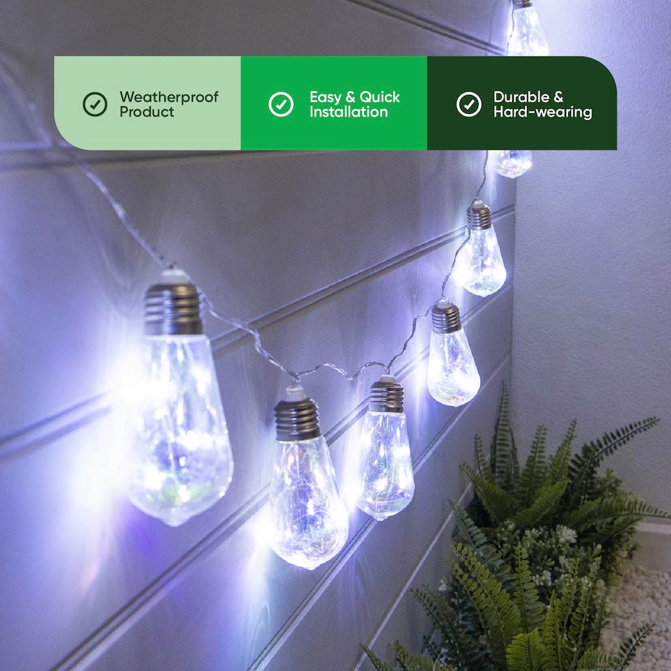 image 1 of Gardenwize 2m Solar LED Tubular Bulb String Lights Outdoor