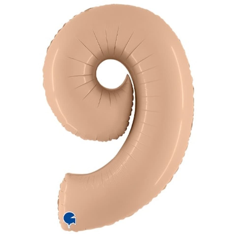 Satin Nude Number 9 Helium Foil Giant Balloon 102cm / 40 in