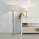 image 1 of ValueLights Victoria Grey Wood Traditional Stem Table Lamp with Grey Fabric Drum Shade and LED Bulb