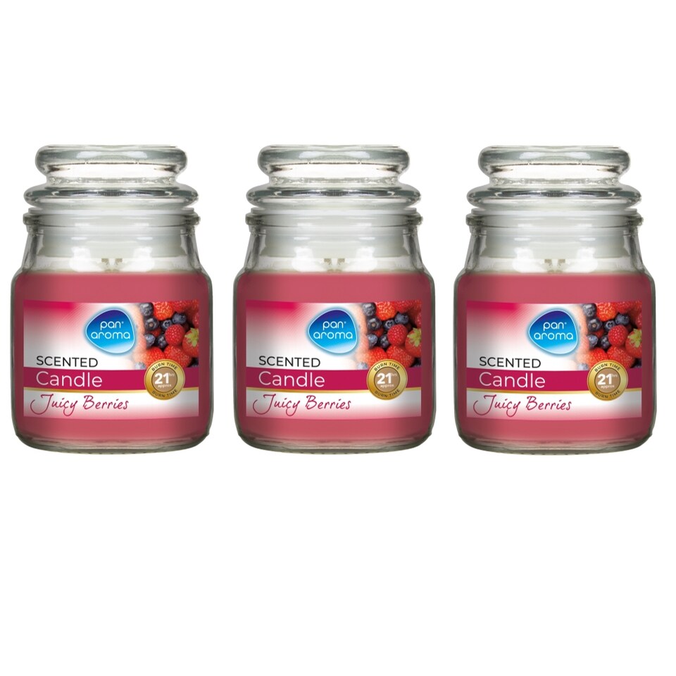 Pack of 3 Pan Aroma Small Jar Candles With Lid - Juicy Berries