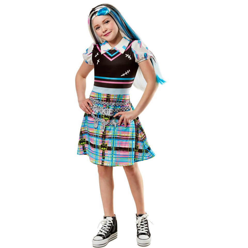 image 1 of Monster High Girls Frankie Stein Costume - Pink/Blue/Black - 5-6 Years 6