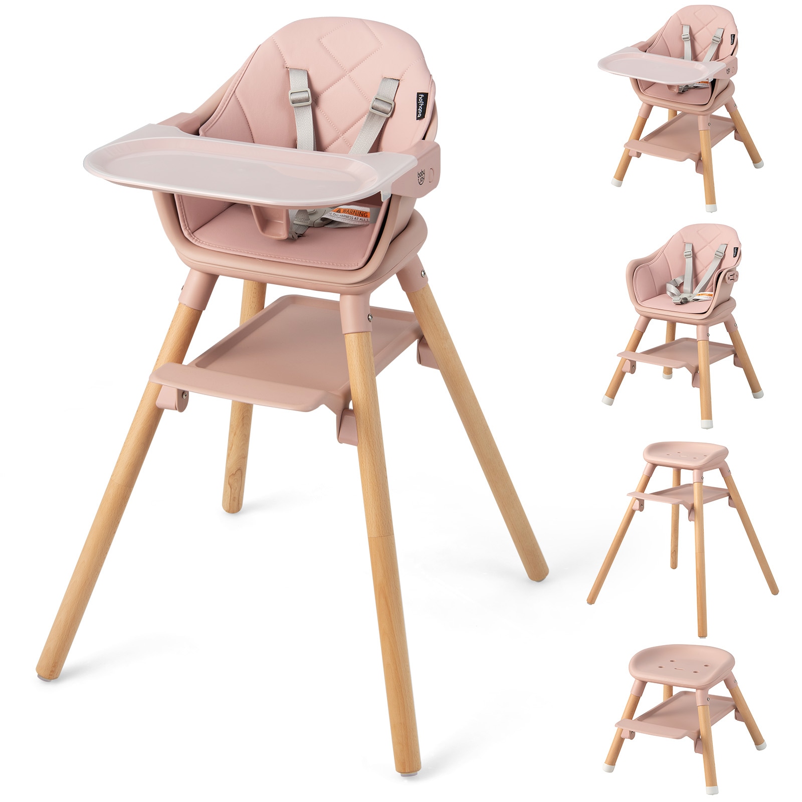 Costway 3 in 1 High Chairs for Babies Toddlers 6 Modes Convertible Highchair