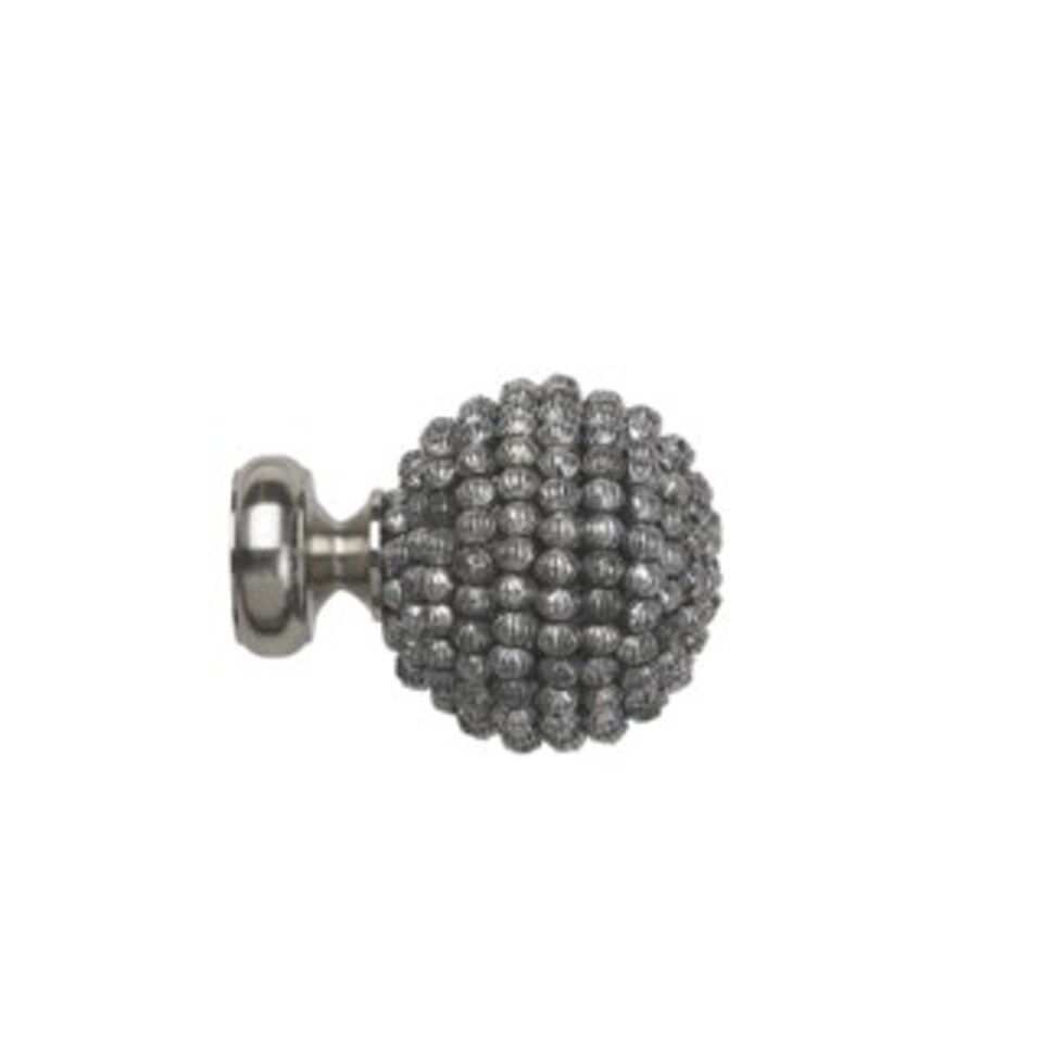 image 1 of 25-28mm Mia End Satin Silver Metal Curtain Pole Set 120 - 210cm | Silver | Silver