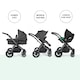 image 4 of Stomp Luxe 12pc Travel System with Cirrus i-Size Car Seat & ISOFIX Base, Carrycot, Reversible Seat, Rain Cover & More (Black/Charcoal Grey/Black)