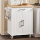 image 6 of SoBuy Kitchen Trolley with Drawer and 2 Doors, White/Natural Wood, 29.1x18.1x35.8 inches, 27.9 kg - FKW119-WN
