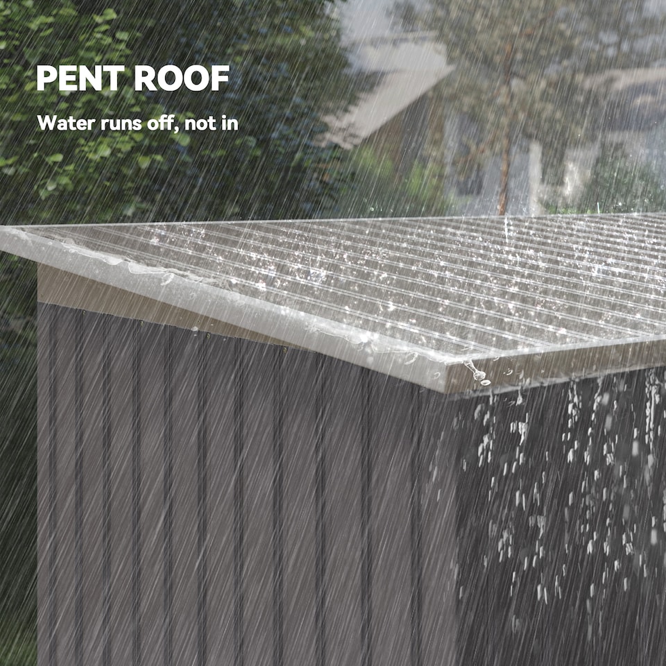 image 1 of Outsunny 9ft x 4ft Metal Garden Shed, Outdoor Tool House with Foundation Kit, Ventilations and Double Doors, Light Grey