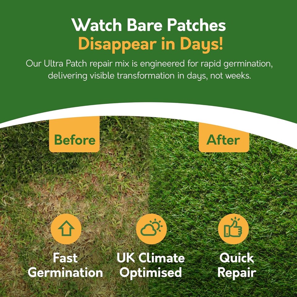 image 1 of Pronto Seed Ultra Patch Patch & Repair Grass Seed Mix 1.2kg - Lawn Repair for Bare Patches | Green | Green lawn repair mix | 1