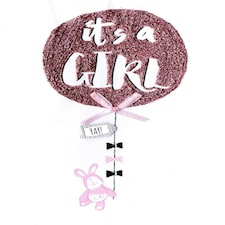 It's A Girl New Baby Greeting Card Bear With Balloon